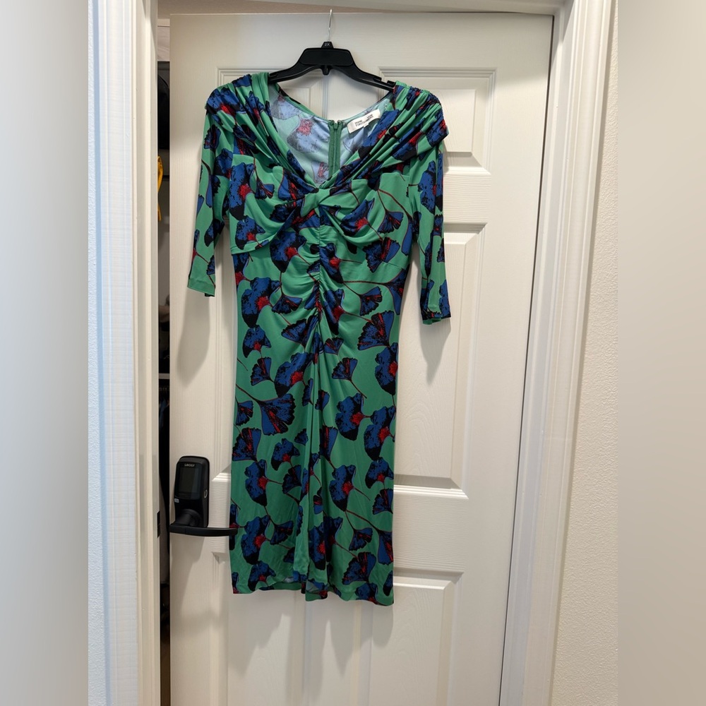 Diane Von Furstenberg Green and Blue Floral Dress